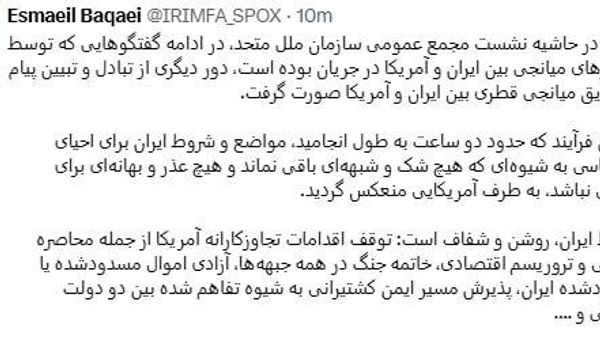 بقائی: شروط ایران در تبادل پیام غیرمستقیم با آمریکا بهروشنی منتقل شد - اسپوتنیک ایران  