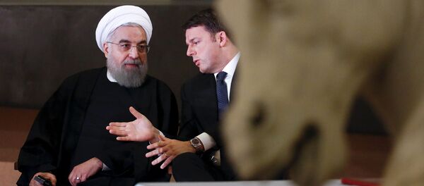 Президент Ирана Хасан Роухани и премьер-министр Италии Маттео Ренци на встрече в Риме - اسپوتنیک ایران  