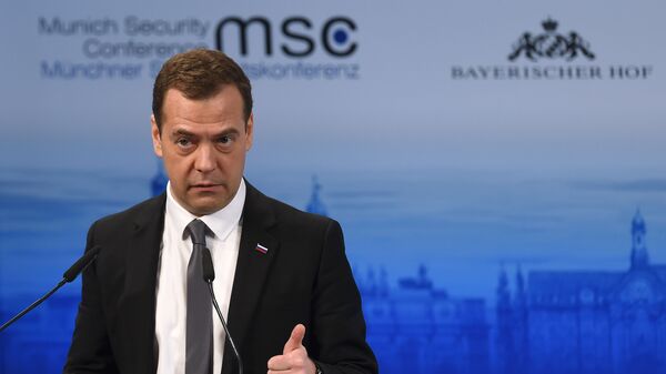Премьер-министр России Дмитрий Медведев выступает с речью на Мюнхенской конференции по безопасности - اسپوتنیک ایران  