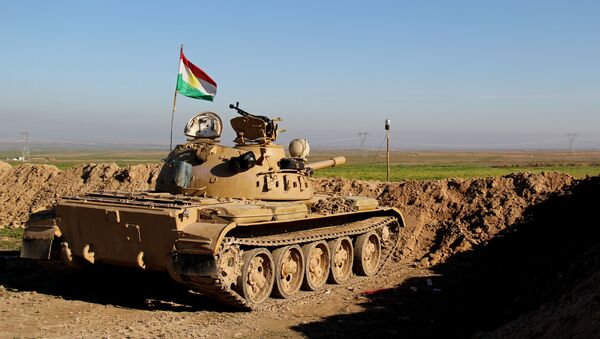Военные курдского военизированного формирования пешмерга в танке - اسپوتنیک ایران  