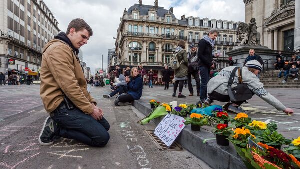 Цветы в Брюсселе в память о погибших в результате терактов - اسپوتنیک ایران  