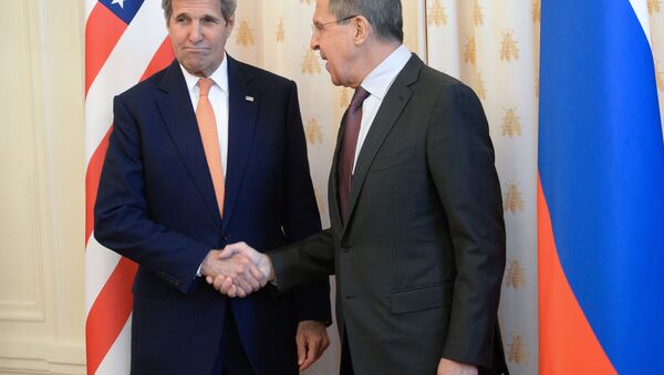 Государственный секретарь США Джон Керри и министр иностранных дел РФ Сергей Лавров на встрече в Москве - اسپوتنیک ایران  