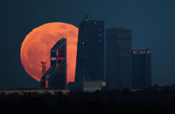 قرص کامل ماه  بر فراز « مسکو سیتی» - اسپوتنیک ایران  