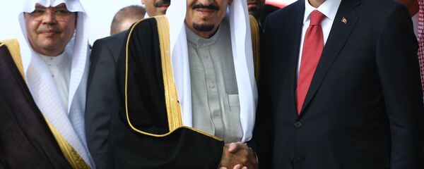 Король Саудовской Аравии Сальман бен Абдель-Азиза аль-Сауда и президент Турции Реджеп Тайип Эрдоган - اسپوتنیک ایران  