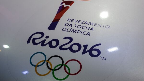 View of a Rio 2016 Olympic torch logo at the Jockey Club in Rio de Janeiro, Brazil - اسپوتنیک ایران  