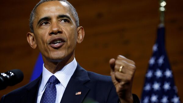 Президент США Барак Обама во время выступления в Ганновере, Германия - اسپوتنیک ایران  
