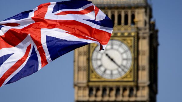 Британский флаг на фоне Биг-Бена в Лондоне - اسپوتنیک ایران  