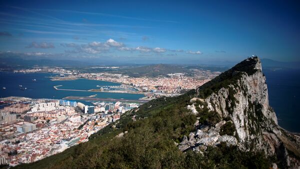 A picture taken on March 17, 2016 shows the Rock of Gibraltar with Spain in background. - اسپوتنیک ایران  