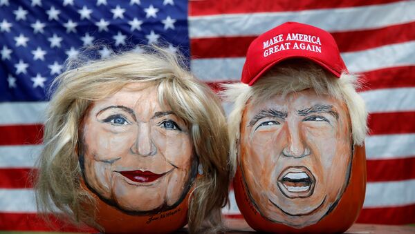 Изображения кандидатов в президенты США Хиллари Клинтон и Дональда Трампа на тыквах - اسپوتنیک ایران  