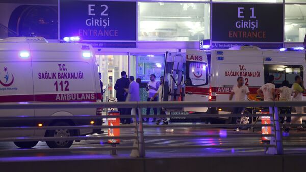 Ambulance cars arrive at Turkey's largest airport, Istanbul Ataturk, Turkey, following a blast June 28, 2016. - اسپوتنیک ایران  