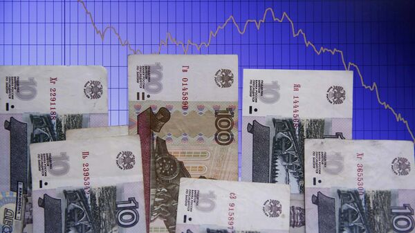 Банкноты российского рубля на графике курса валют - اسپوتنیک ایران  