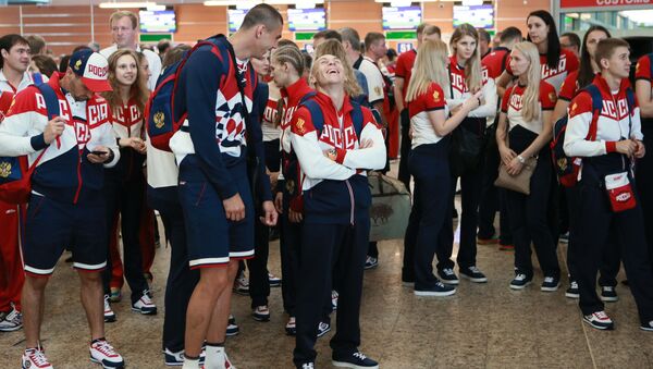Проводы олимпийской сборной России в Рио-де-Жанейро - اسپوتنیک ایران  