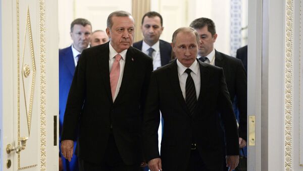 Встреча президентов России и Турции Владимира Путина и Реджепа Тайипа Эрдогана в Санкт-Петербурге - اسپوتنیک ایران  