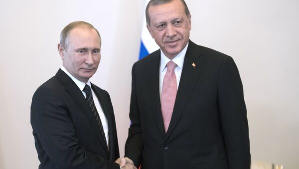 Президент России Владимир Путин и президент Турции Реджеп Тайип Эрдоган в Санкт-Петербурге - اسپوتنیک ایران  