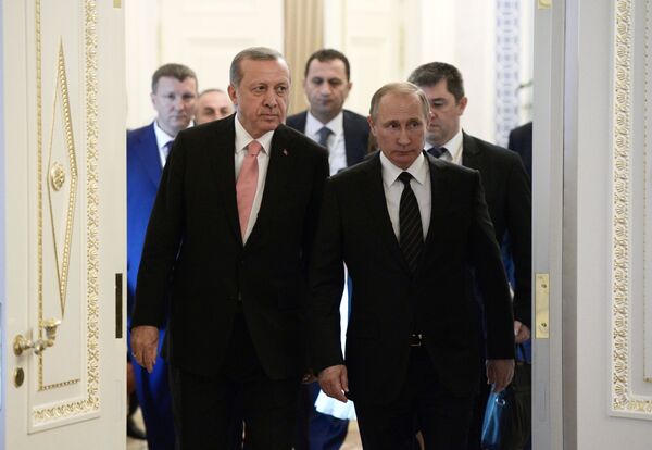ولادیمیر پوتین و رجب طیب اردوغان در  کاخ کونستانتینوف سنت پطربورگ - اسپوتنیک ایران  