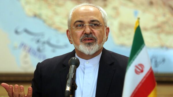 Iranian Foreign Minister Mohammad Javad Zarif and the head of Iran's Atomic Energy Organization Ali Akbar Salehi (unseen) give a press conference at Tehran's Mehrabad Airport following their arrival on July 15, 2015, after Iran's nuclear negotiating team struck a deal with world powers in Vienna - اسپوتنیک ایران  