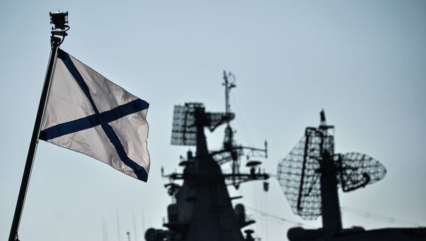 پرچم «آندرییف»   در یکی از کشتی های ناوگان دریای سیاه  روسیه - اسپوتنیک ایران  