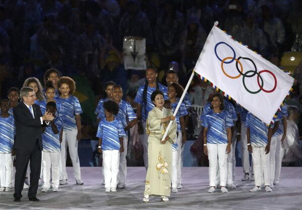یوریکو  کوئیکه شهردار توکیو  در مراسم اختتامیه بازی های المپیک در ریو د ژانیرو - اسپوتنیک ایران  