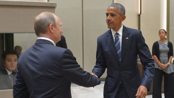 Президент России Владимир Путин и президент США Барак Обама во время встречи в китайском городе Ханчжоу - اسپوتنیک ایران  