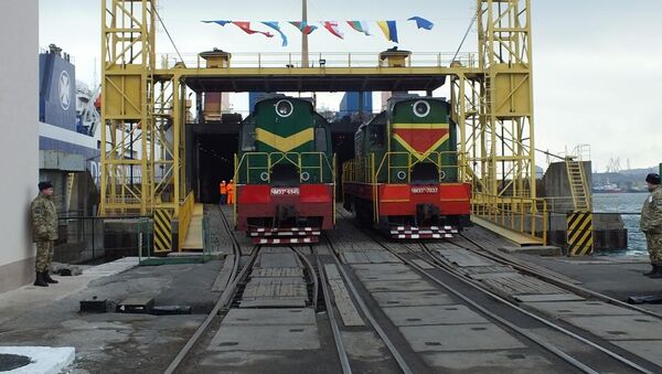 Отправка товарного поезда из Украины в Китай по направлению «Шелкового пути» - اسپوتنیک ایران  