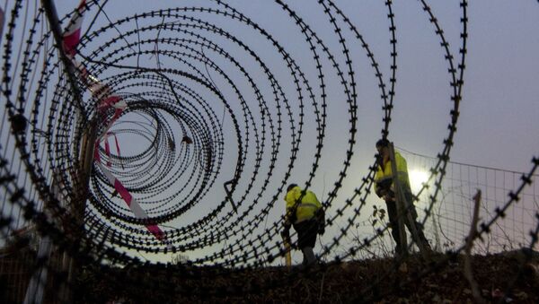 Рабочие устанавливают колючую проволоку на границе Австрии и Словении - اسپوتنیک ایران  