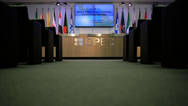 The press conference room of the OPEC (Organization of the Petroleum Exporting Countries) is seen at the organization's headquarter on the eve of the 164th OPEC meeting in Vienna, Austria on December 3, 2013 - اسپوتنیک ایران  