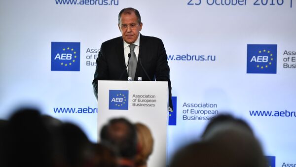 Министр иностранных дел РФ Сергей Лавров выступает на встрече с членами ассоциации европейского бизнеса в Москве - اسپوتنیک ایران  
