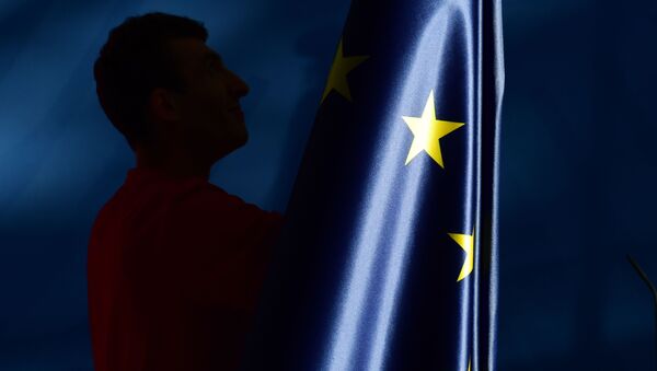 Мужчина у флага Евросоюза - اسپوتنیک ایران  