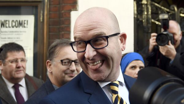United Kingdom Independence Party (UKIP) leadership candidate Paul Nuttall arrives to hear the result of the UKIP leadership election, in London, Britain November 28, 2016. - اسپوتنیک ایران  