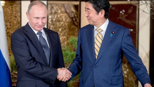Президент РФ Владимир Путин и премьер-министр Японии Синдзо Абэ во время встречи в городе Нагато - اسپوتنیک ایران  