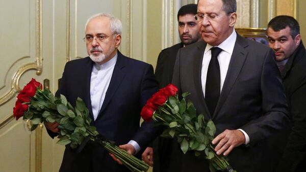 سرگی لاوروف و محمد جواد ظریف در مراسم یادبود آندری کارلوف - اسپوتنیک ایران  