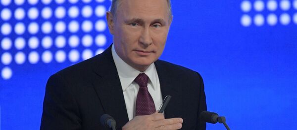 Президент РФ Владимир Путин на двенадцатой большой ежегодной пресс-конференции - اسپوتنیک ایران  