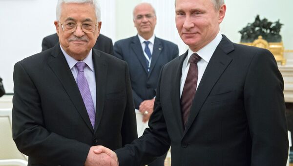 Президент РФ Владимир Путин и глава Палестины Махмуд Аббас во время встречи в Кремле - اسپوتنیک ایران  