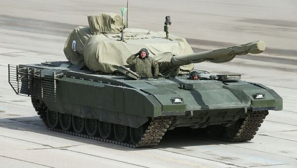 Main battle tank on a heavy tracked vehicle platform Armata at the May 9 Victory Parade rehearsal in Moscow region. - اسپوتنیک ایران  