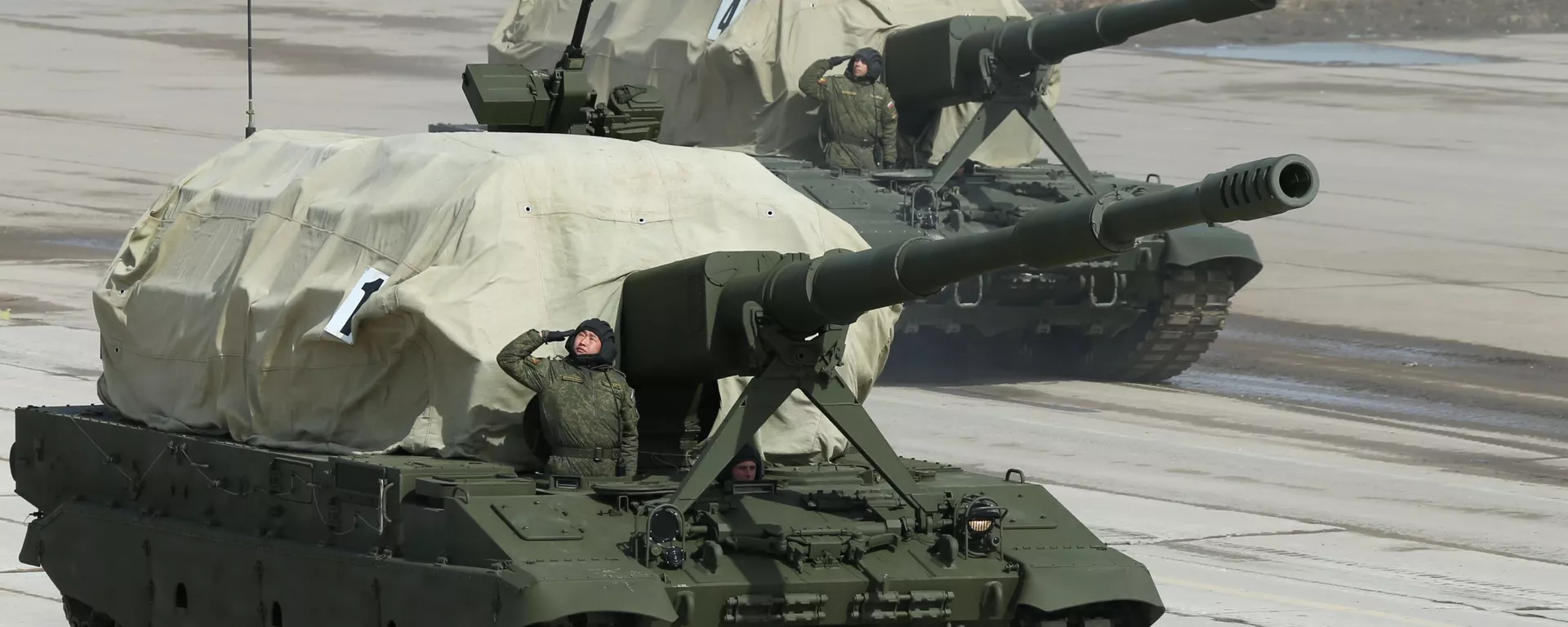 Self-propelled artillery system Koalitsiya-SV at the May 9 Victory Parade rehearsal in Moscow region. - اسپوتنیک ایران  , 1920, 01.06.2022