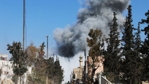 Дым после авиаудара по позициям боевиков ИГ в сирийском городе Эль-Баба - اسپوتنیک ایران  