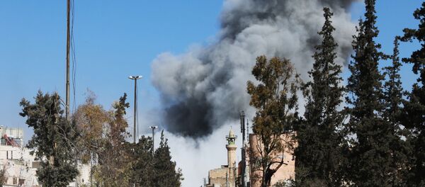 Дым после авиаудара по позициям боевиков ИГ в сирийском городе Эль-Баба - اسپوتنیک ایران  