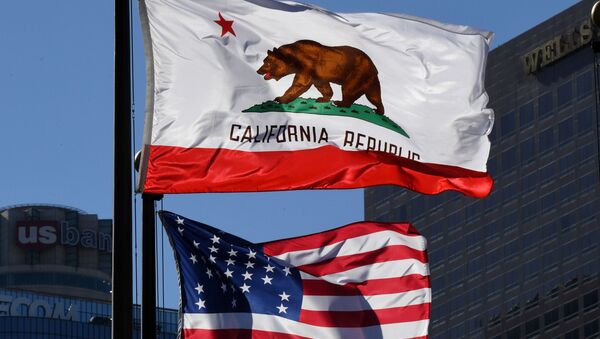 Флаг Калифорнии на улице в Лос-Анджелесе - اسپوتنیک ایران  