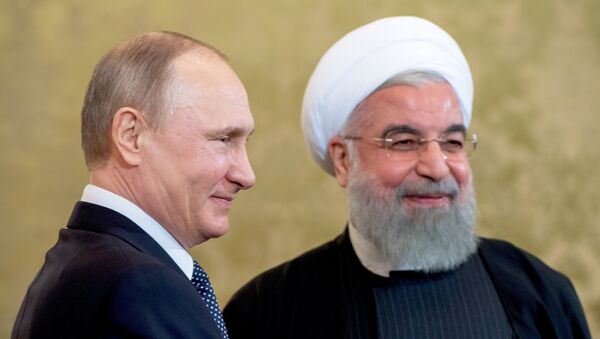 Президент РФ В. Путин встретился с президентом Ирана Х. Рухани - اسپوتنیک ایران  