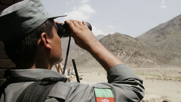 Афганский полицейский смотрит в бинокль во время поисковой операции в провинции Нангархар, Афганистан - اسپوتنیک ایران  