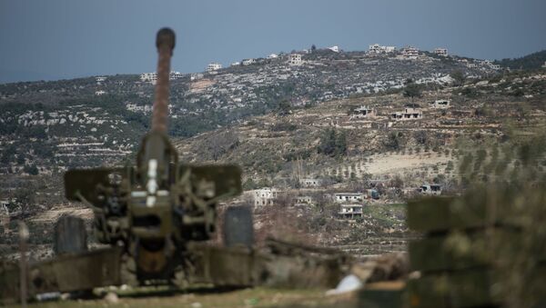 Артиллеристы сирийской армии на позициях в провинции Идлиб на северо-западе Сирии - اسپوتنیک ایران  