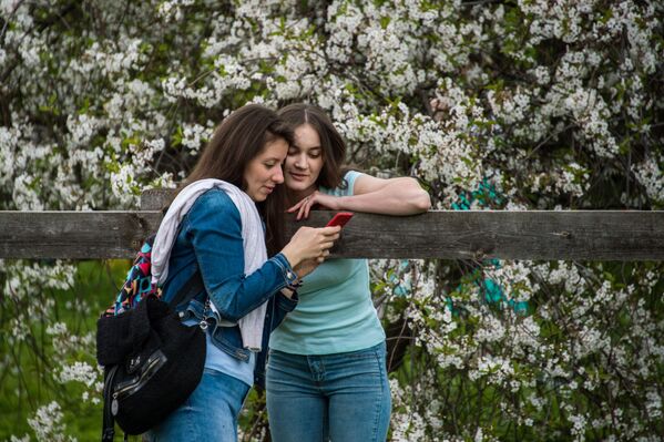 دختران در باغ سیب پارک کالومنسک - اسپوتنیک ایران  