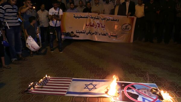 Палестинцы протестуют против визита президента США Дональда Трампа в Израиль - اسپوتنیک ایران  