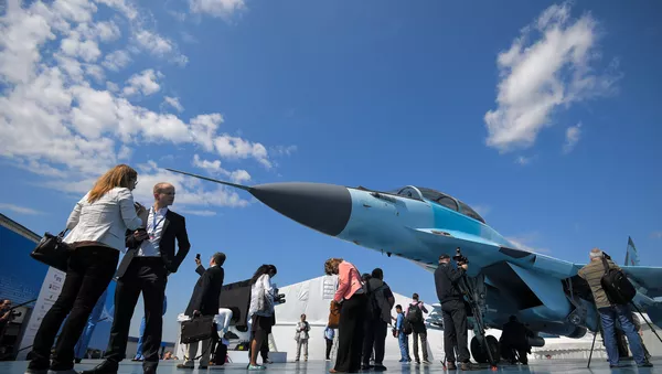 Истребитель МиГ-35 на Международном авиационно-космическом салоне МАКС-2017 в Жуковском, Московская область