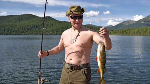 Президент РФ Владимир Путин во время рыбалки на каскаде горных озер в Республике Тыва - اسپوتنیک ایران  
