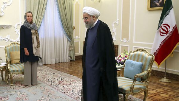 Заместитель председателя Европейской комиссии Федерика Могерини во время встречи с президентом Ирана Хасаном Рухани - اسپوتنیک ایران  