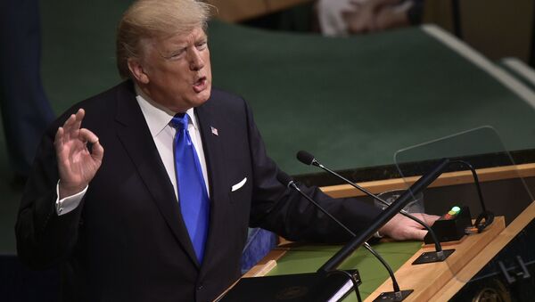 Президент США Дональд Трамп выступает на заседании Генеральной Ассамблеи ООН в Нью-Йорке - اسپوتنیک ایران  