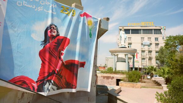 Агитация за референдум о независимости Иракского Курдистана в христианском районе Анкава города Эрбиль - اسپوتنیک ایران  