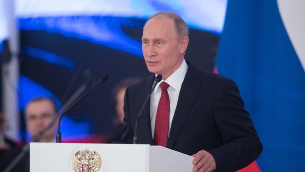 Президент РФ Владимир Путин выступает на торжественном приеме в Кремле, приуроченном ко Дню народного единства - اسپوتنیک ایران  