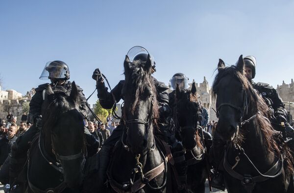 پلیس های اسب سوار در اعتراضات همگانی در بیت المقدس - اسپوتنیک ایران  